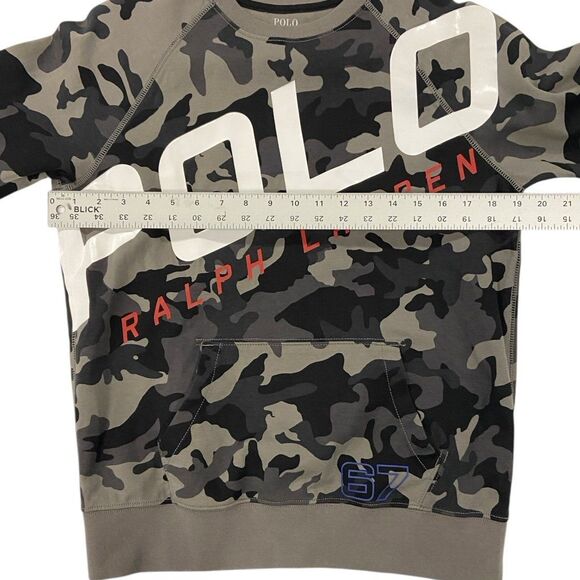 Ralph Lauren Boy's Logo Camo Double-Knit Sweatshirt in Black Camo Large (14/16) - Picture 11 of 12